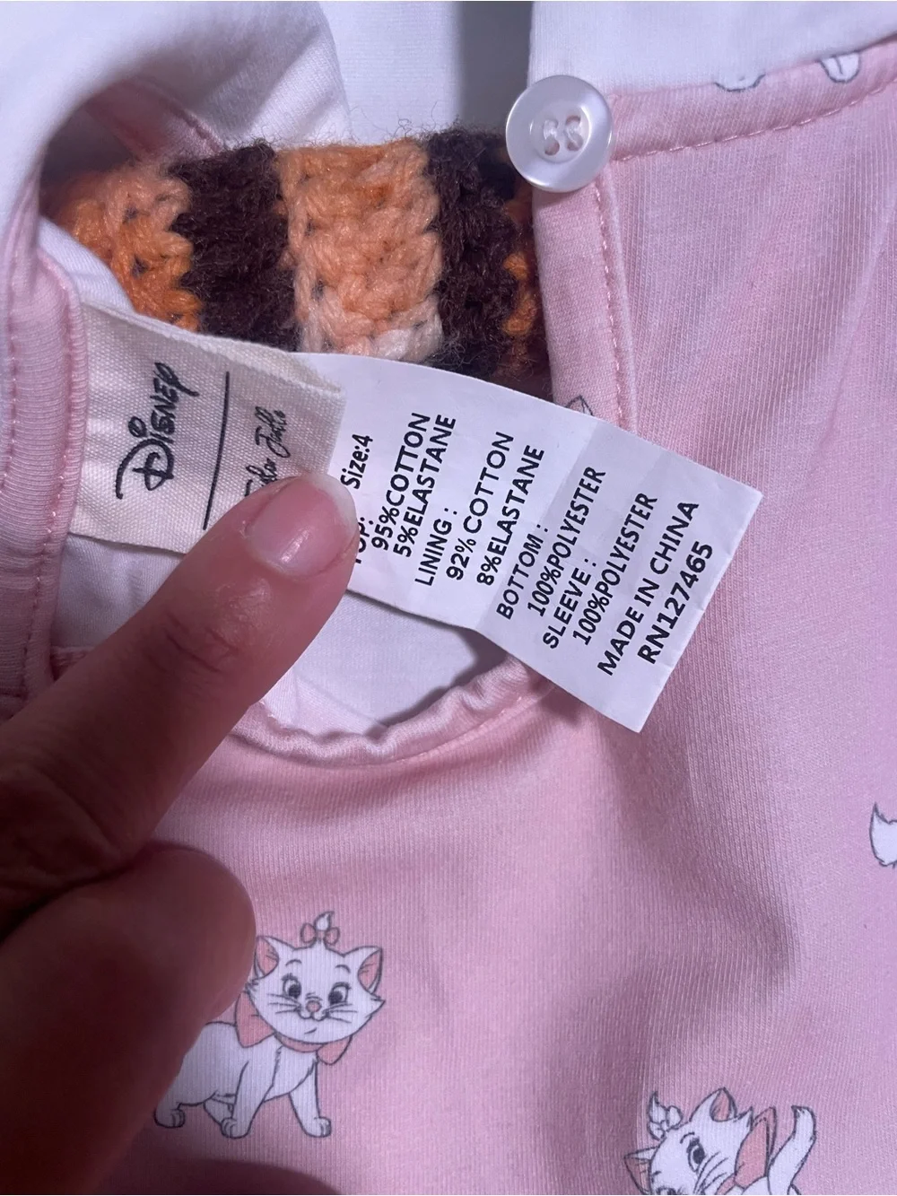 Girls Marie aristocats Print Dress with Peter Pan Collar